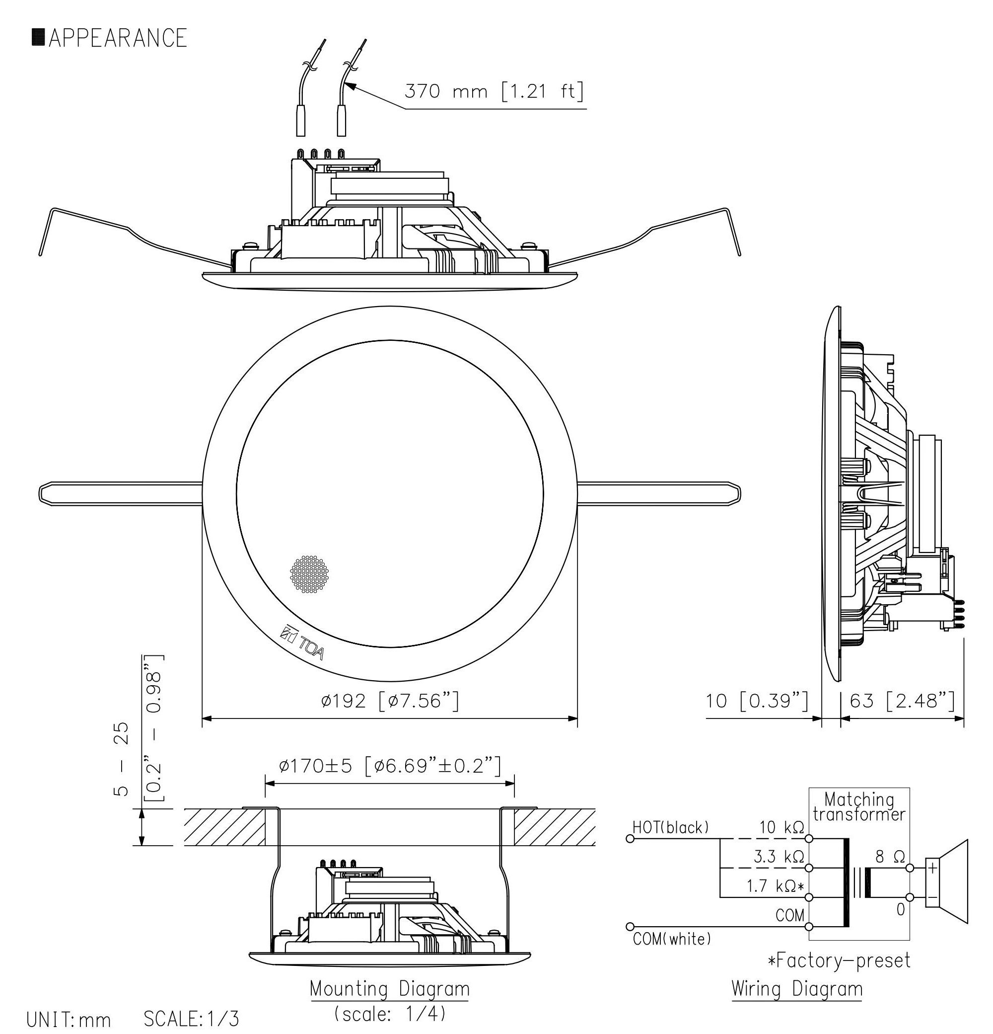 Loa âm trần TOA PC-658R