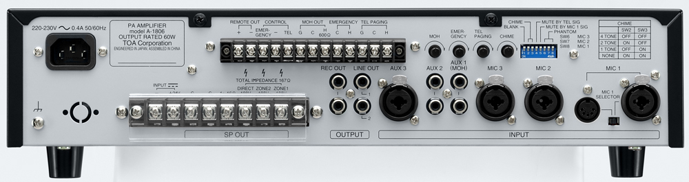 Mặt sau Amply TOA A-1803