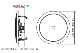 Kích thước loa âm trần Bosch LC1-UM24E8