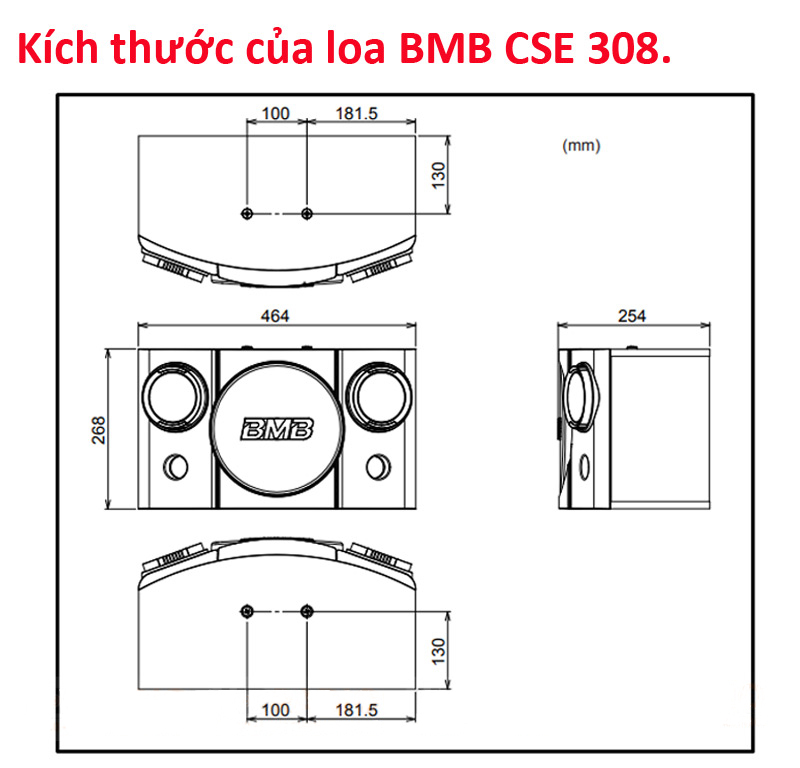 Kích thước loa BMB CSE 308 SE