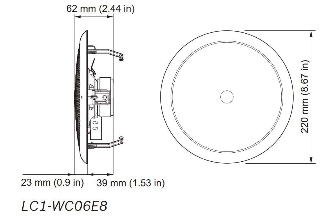Kích thước loa âm trần Bosch LC1-WC06E8