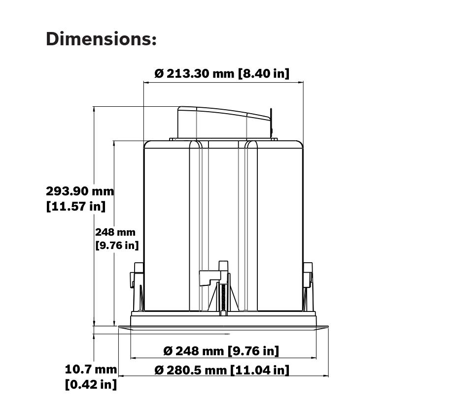 Kích thước loa âm trần bosch LC20-PC60G6-6E