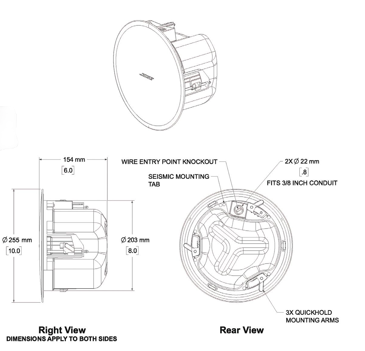 Kích thướcLoa âm trần Bose DesignMax DM3C