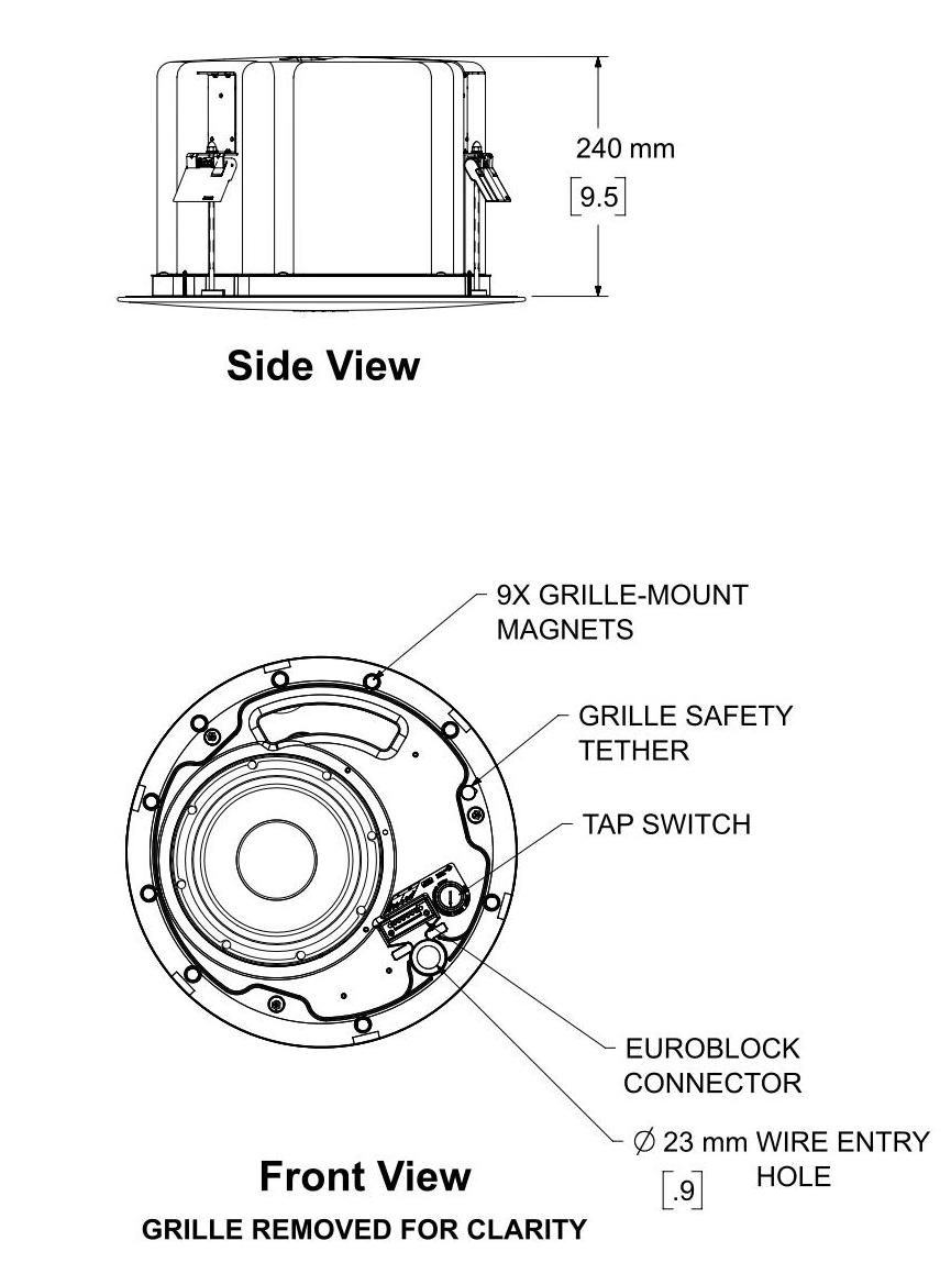 Kích thước Loa âm trần Bose DesignMax DM8C