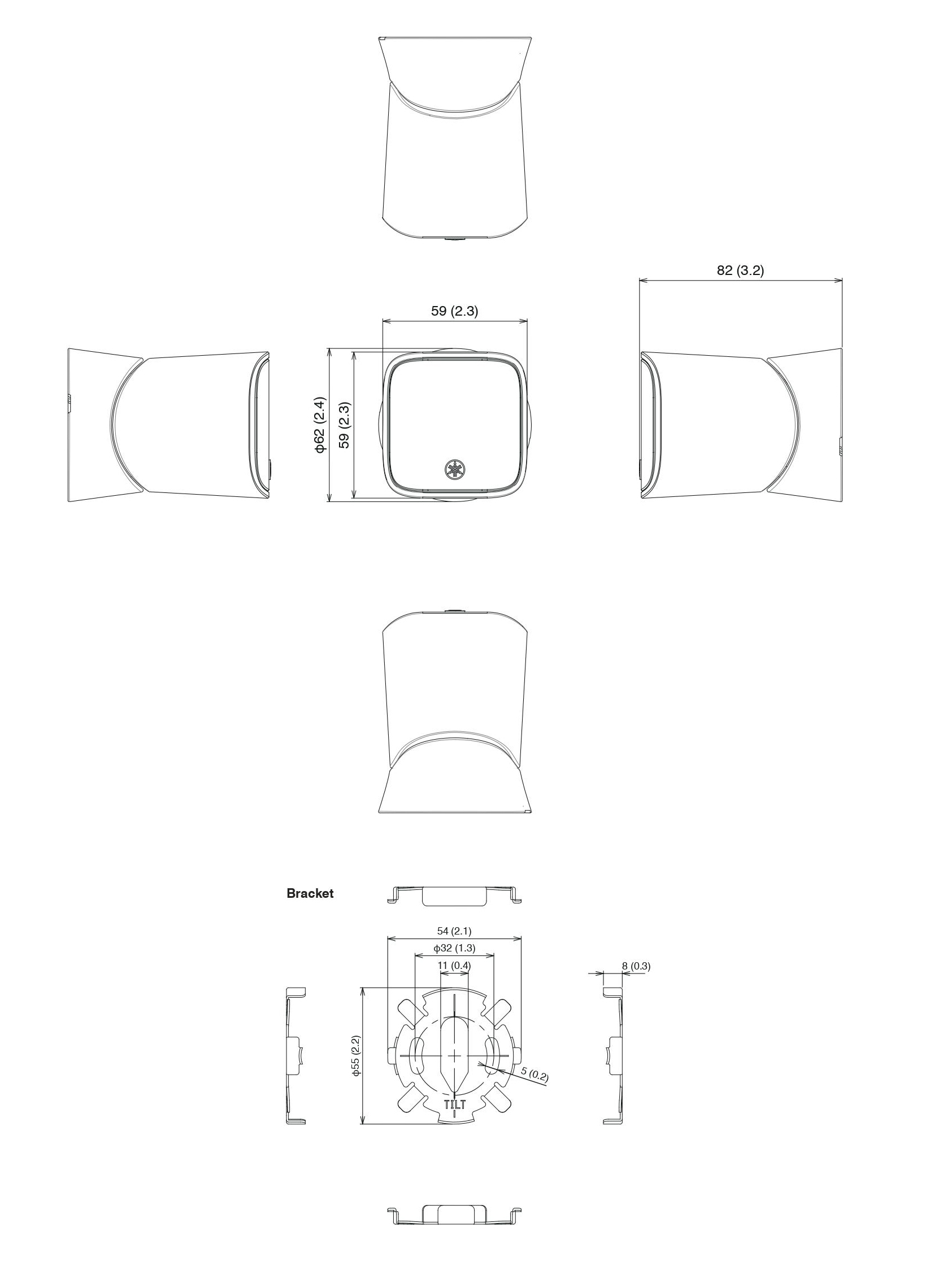 Kích thước Loa treo tường Yamaha VXS1MLB