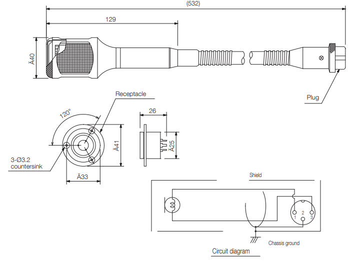 Kích thước Micro cổ ngỗng điện động Toa DM-524B