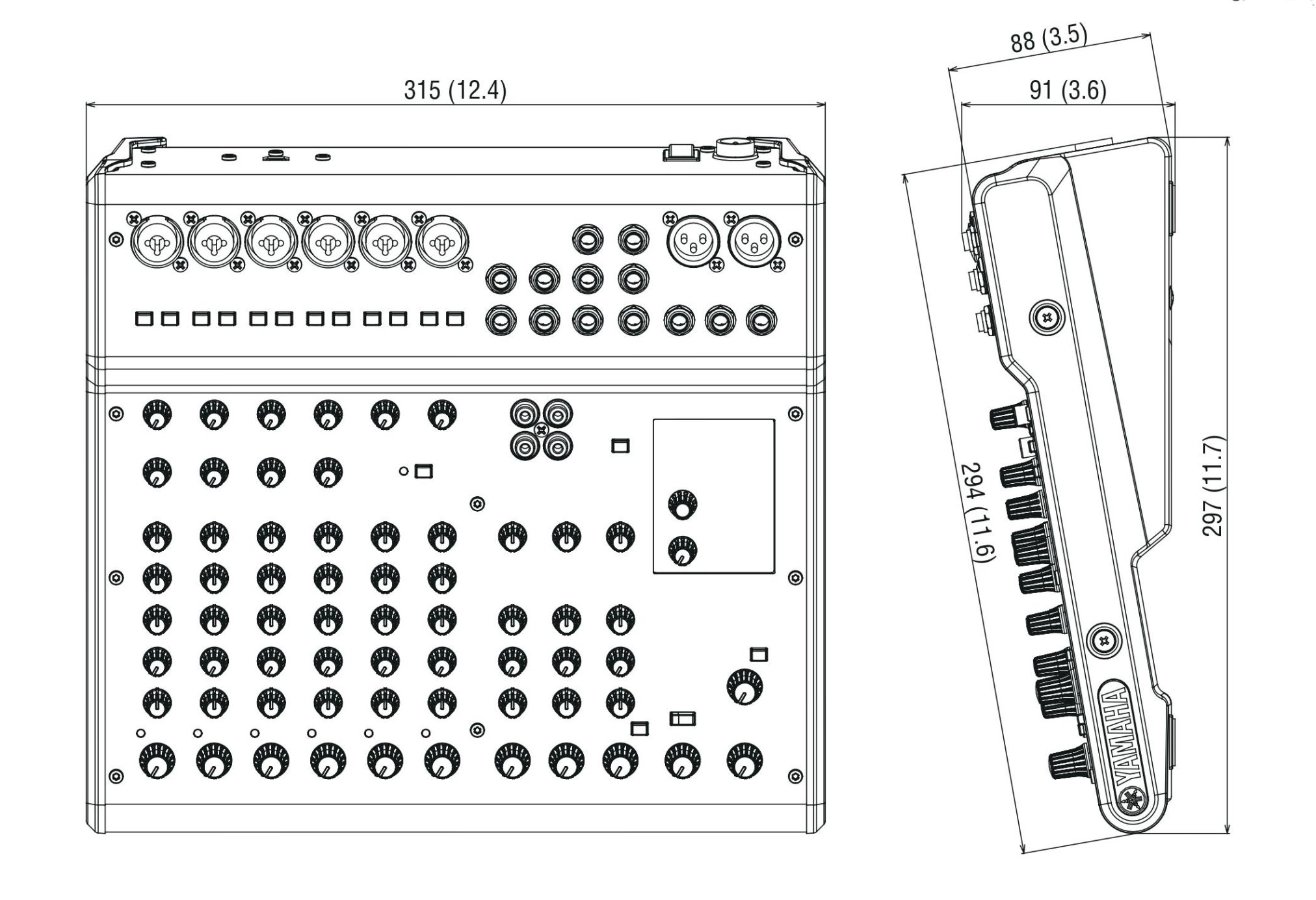 Kích thước của Mixer yamaha MG12XUK