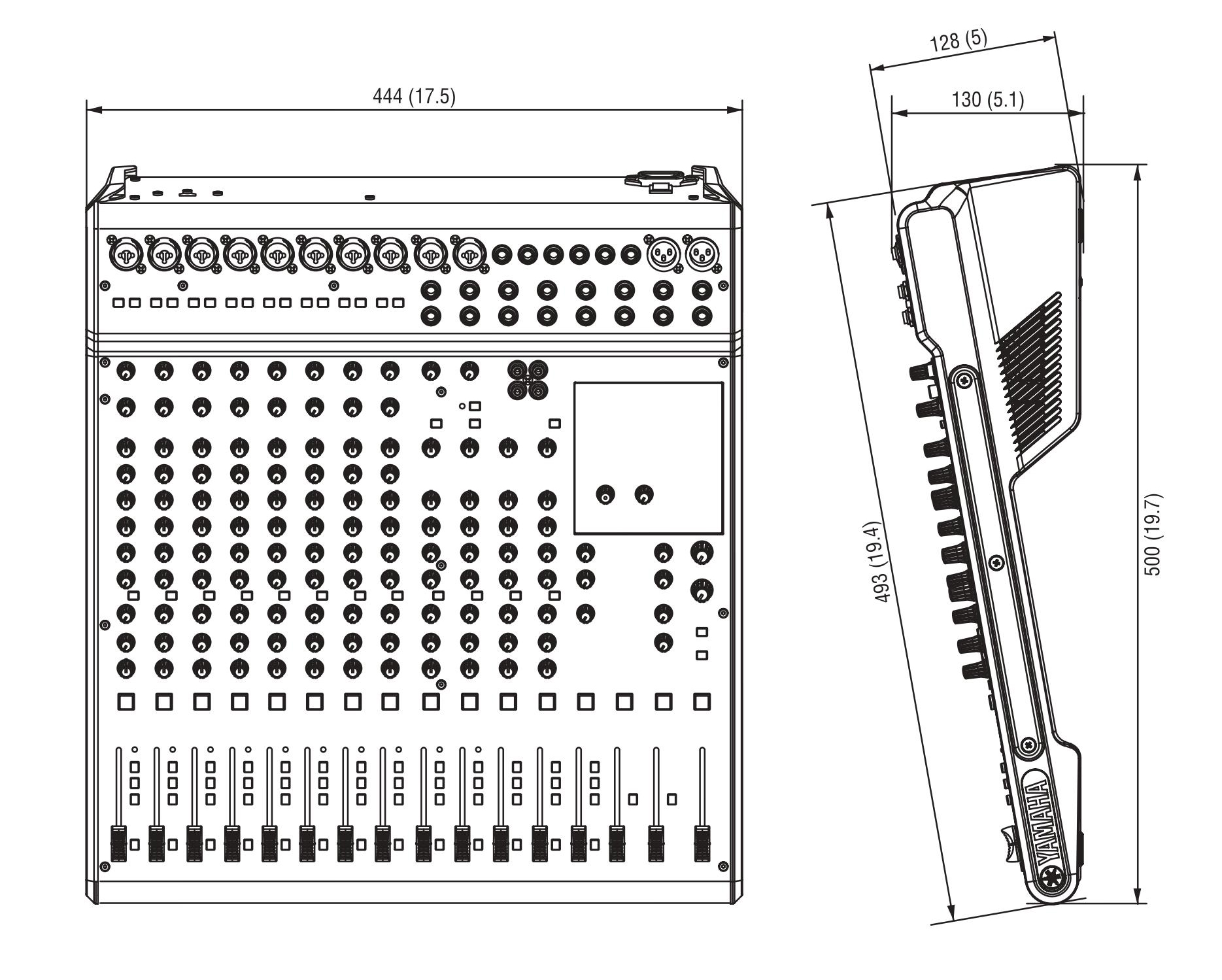 Kích thước của Mixer yamaha MG16XU