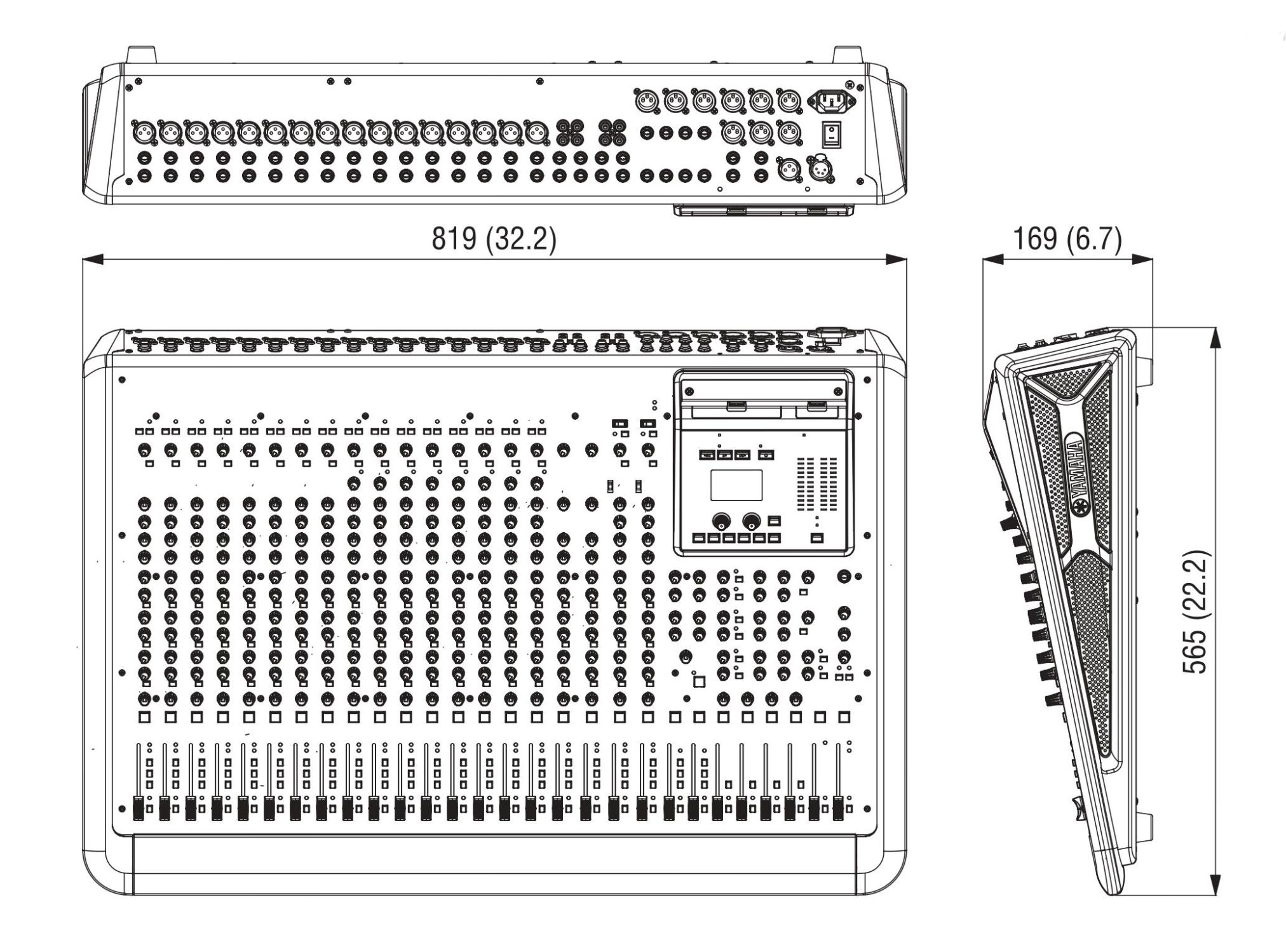 Kích thước mixer yamaha MGP24X