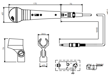 Kích thước Loa điện động cầm tay Toa DM-1300