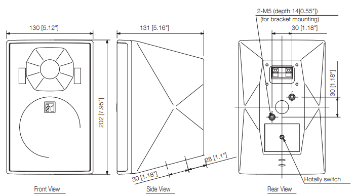 Kích thước Loa hộp dải rộng Toa F-1000BT