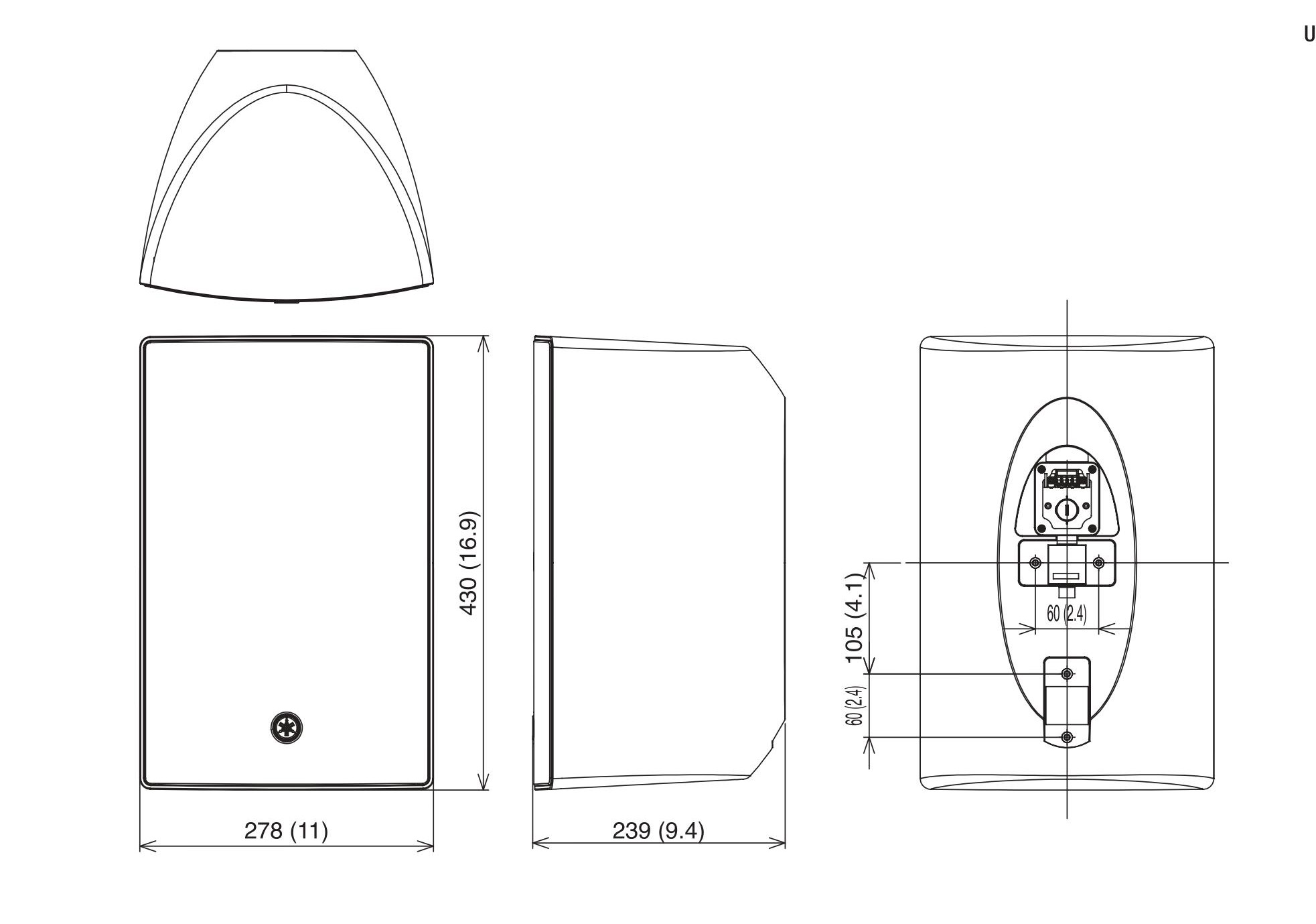 Kích thước Loa Treo Tường Yamaha VXS8
