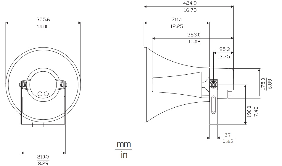 Kích thước vành loa nén Bosch LBC 3478/00