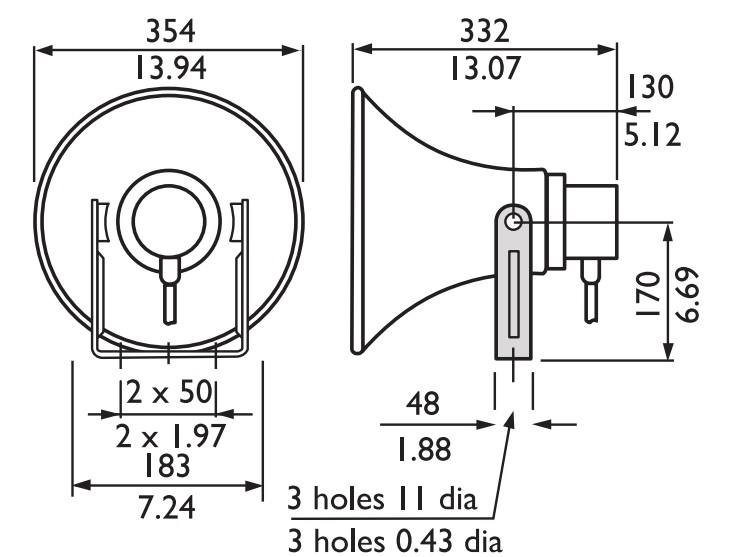 Kích thước Loa nén Bosch LBC 3492/12