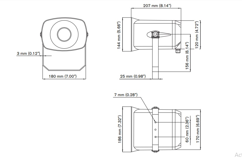 Kích thước Loa Nén Chống Cháy Nổ Bosch LH3-UC25XS