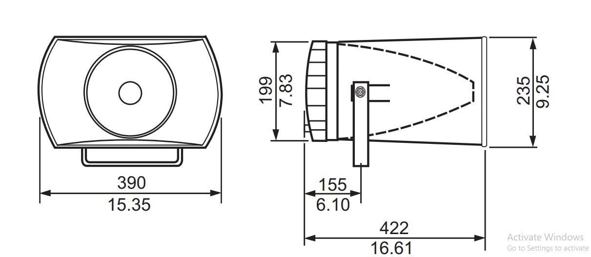 Kích thước Loa Nén Không Củ Loa Bosch LBC 3406/16