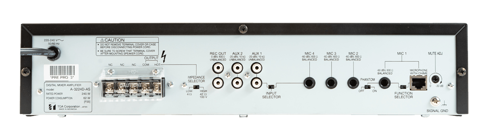 Măt sau của Tăng âm số liền Mixer Toa A-3224D