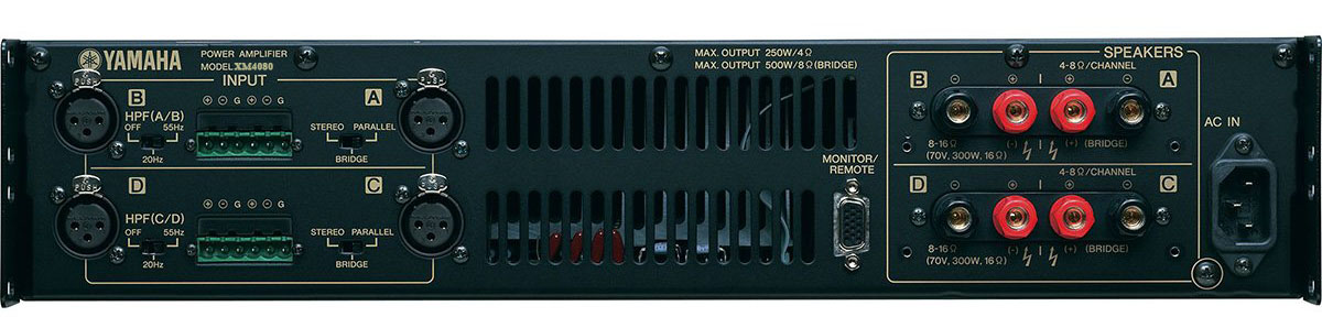 mặt sau Cục đẩy công suất Yamaha XM4080