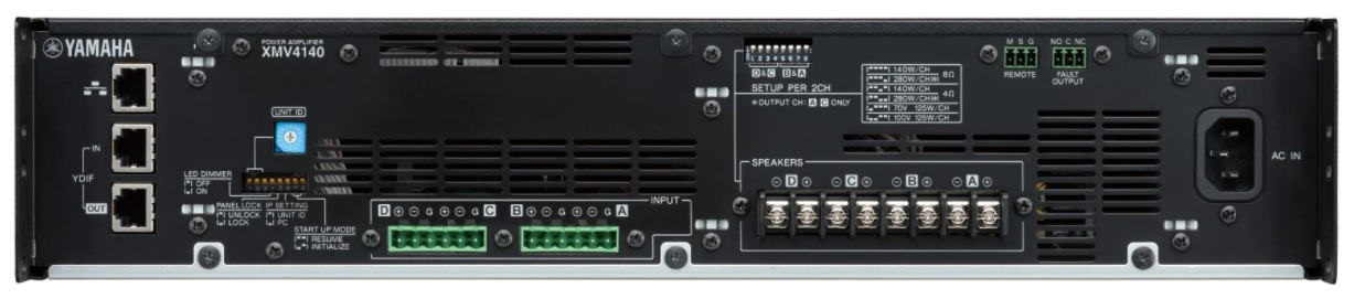 Mặt sau cục đẩy công suất Yamaha XMV4140
