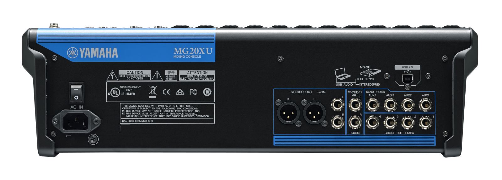 Mặt sau của Mixer Yamaha MG20XU