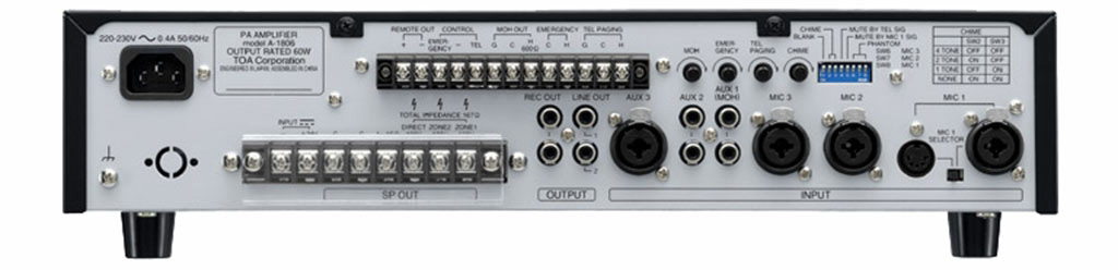 Mặt sau Amply TOA A-1806