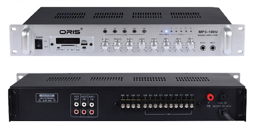 Mặt trước và sau amply Oris MP3-100U