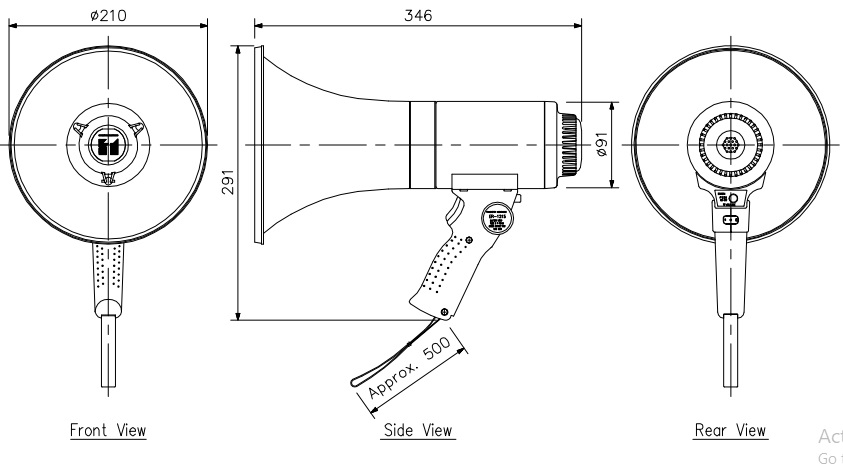 Kích thước Loa cầm tay TOA ER-1215