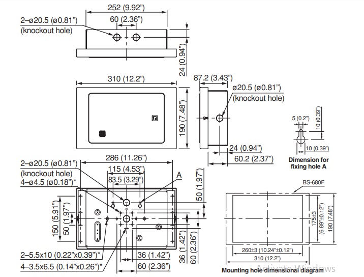 Sơ đồ thiết kế Loa treo tường TOA BS-680F