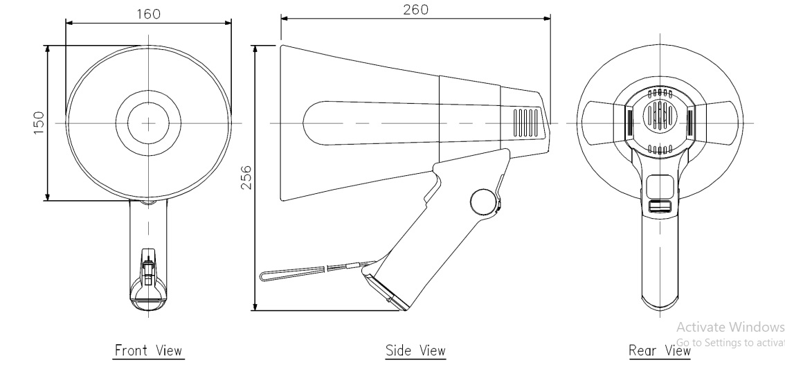 Kích thước Loa cầm tay TOA ER-520S